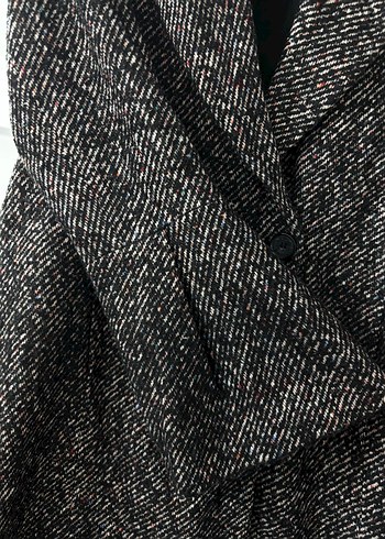 Düğmeli Gri Midi Kaban - Görsel 4