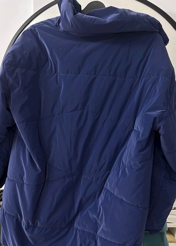 Kadın Mavi Fermuarlı Midi Mont - Görsel 3