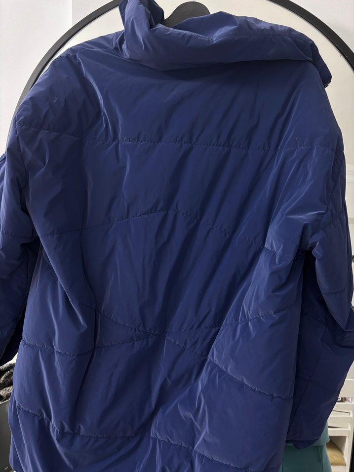 Kadın Mavi Fermuarlı Midi Mont - Görsel 3