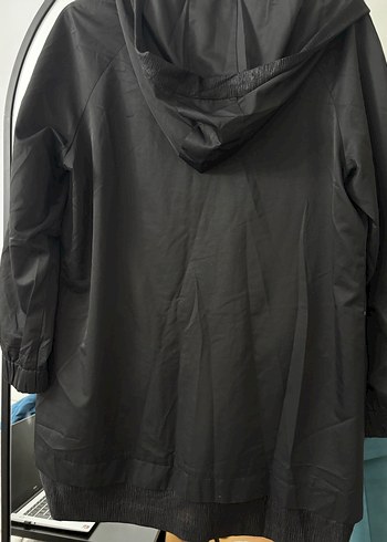 Siyah Uzun Kadın Ceket, Kemerli, Gevşek Kesim - Görsel 4