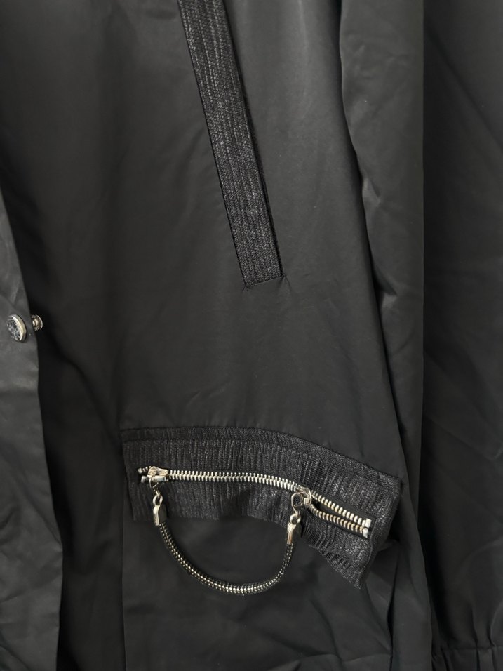 Siyah Uzun Kadın Ceket, Kemerli, Gevşek Kesim - Görsel 2