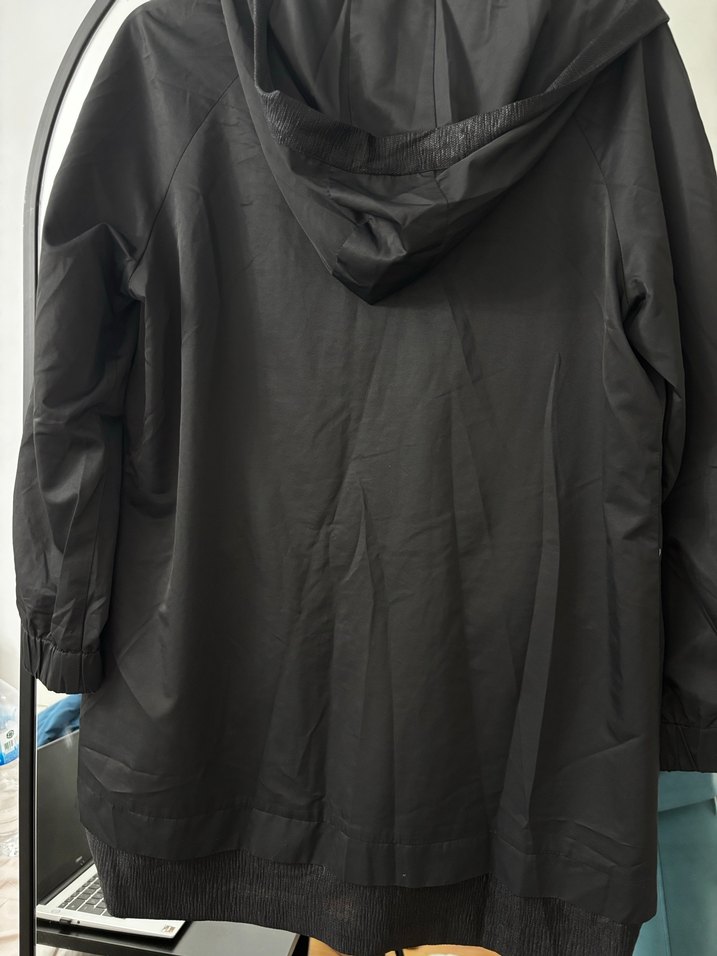 Siyah Uzun Kadın Ceket, Kemerli, Gevşek Kesim - Görsel 4