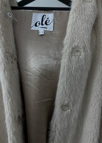 Bej Kadın Midi Boy Peluş Kaban - Görsel 2