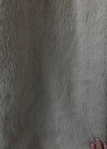 Bej Kadın Midi Boy Peluş Kaban - Görsel 3