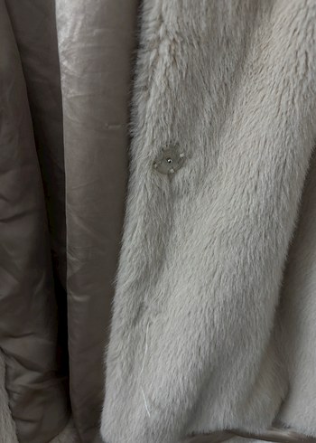 Bej Kadın Midi Boy Peluş Kaban - Görsel 4