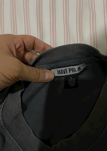 Mavi Gri Kısa Kollu Keten Oversize Tişört - Görsel 3