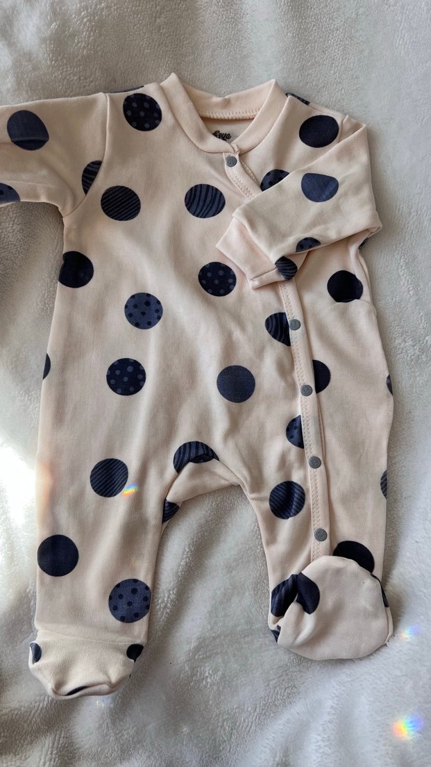 Düğmeli Mavi Bebek Tulum ve Şapka Seti - Görsel 2