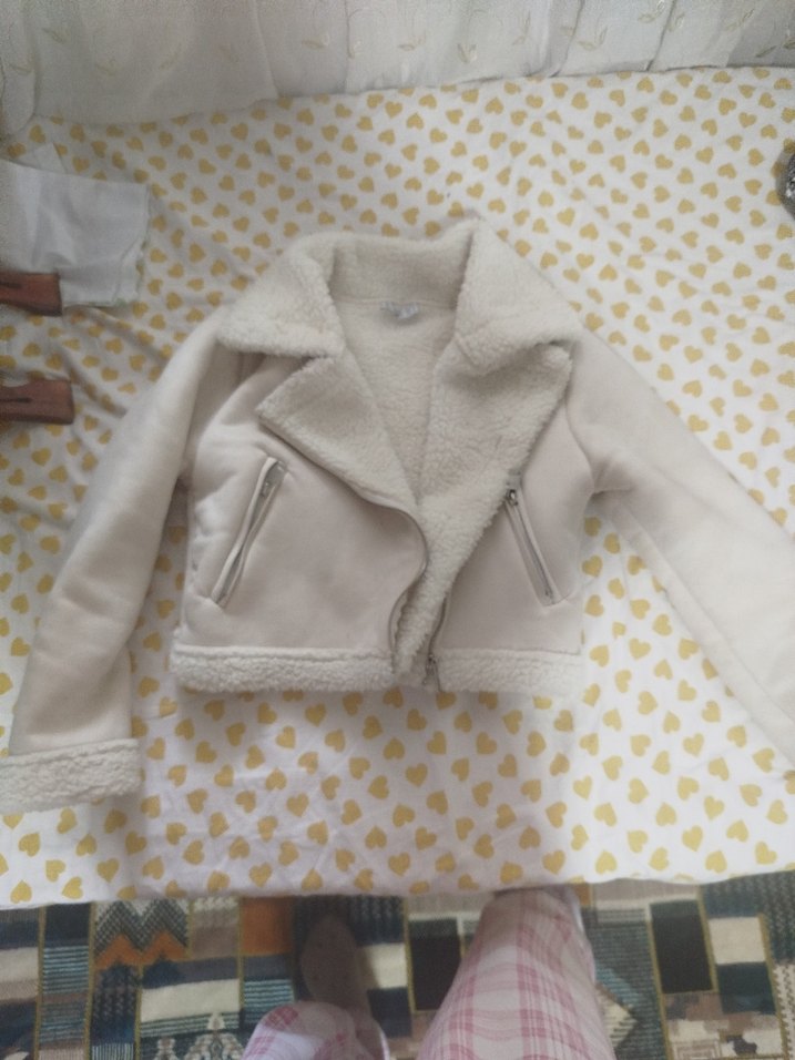 Bej Süet Mini Kürklü Ceket - Görsel 3