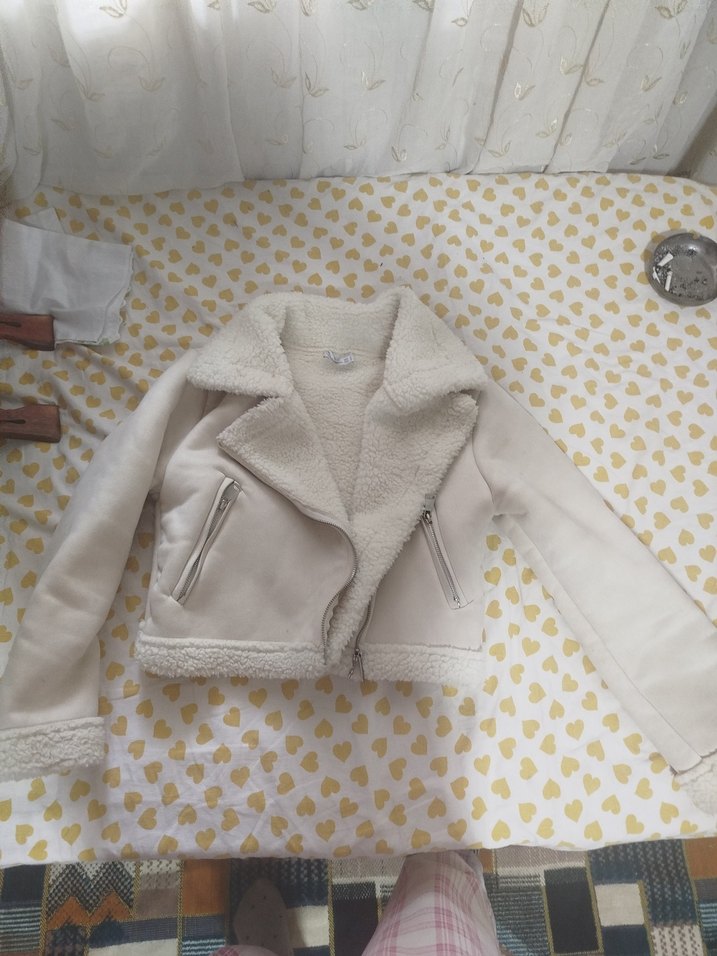 Bej Süet Mini Kürklü Ceket - Görsel 2