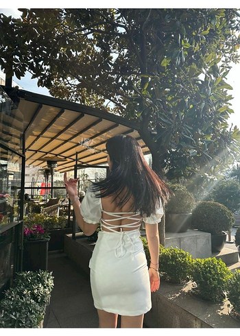 Beyaz Mini Straplez Kadın Elbise - Görsel 2