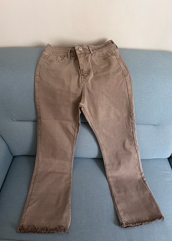 Bej Kadın Denim Kumaş Pantolon - Görsel 4