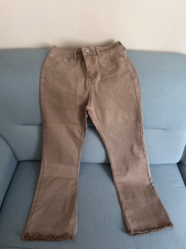 Bej Kadın Denim Kumaş Pantolon - Görsel 4