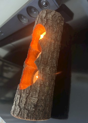 Doğal Kütük Mumluk, Bej Tonlarında - Görsel 4