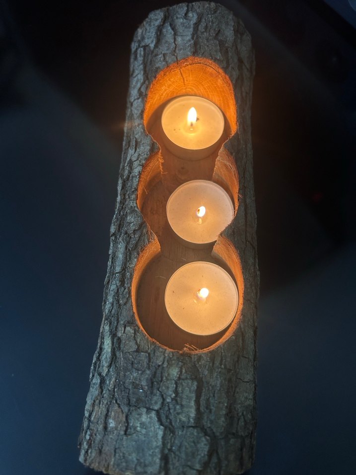 Doğal Kütük Mumluk, Bej Tonlarında - Görsel 5