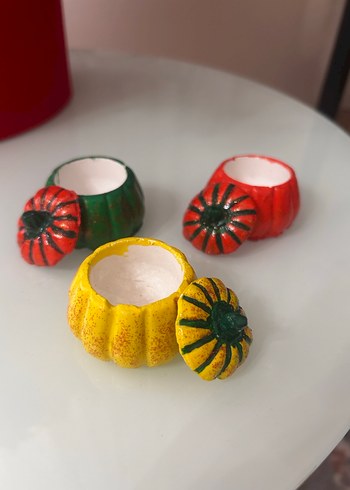 Renkli Balkabağı Şekilli Kahve yanı lokumluk sunumluklat - Görsel 2