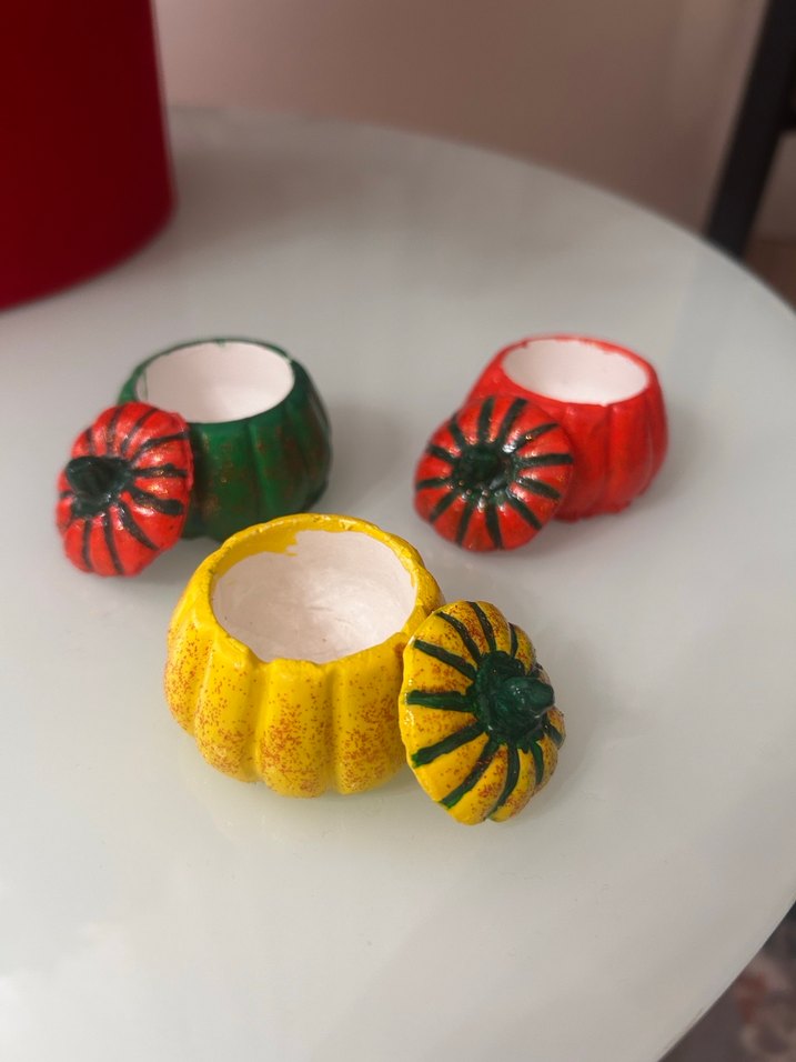 Renkli Balkabağı Şekilli Kahve yanı lokumluk sunumluklat - Görsel 2