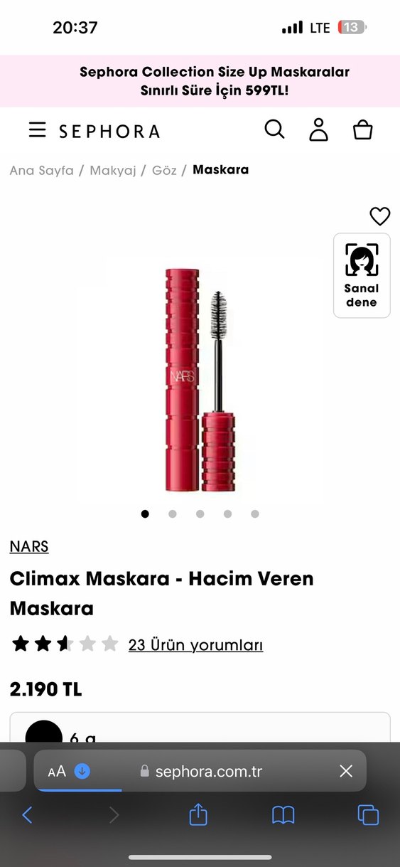 Parlak Kırmızı NARS Maskara - Görsel 4