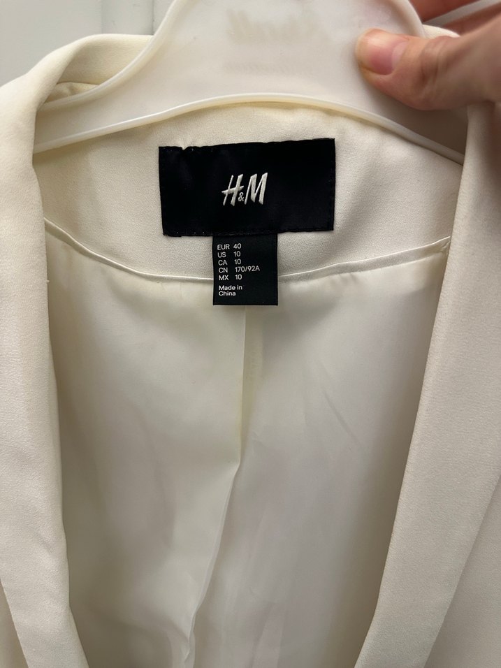 Beyaz Kadın Düğmeli Blazer Ceket - Görsel 3