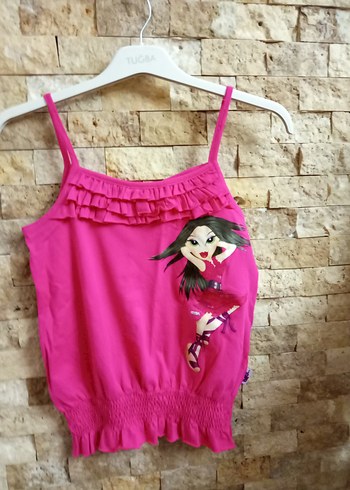 Kız Çocuk Pembe Fırfırlı Askılı Üst - Görsel 5
