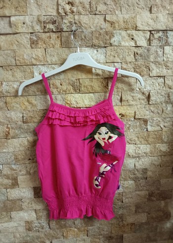 Kız Çocuk Pembe Fırfırlı Askılı Üst - Görsel 6