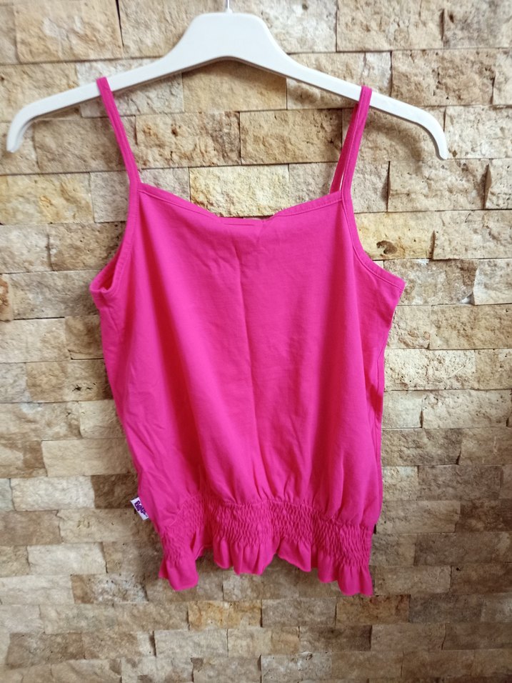 Kız Çocuk Pembe Fırfırlı Askılı Üst - Görsel 3