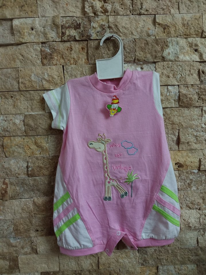 Pembe Baskılı Bebek Kız Body - Görsel 3