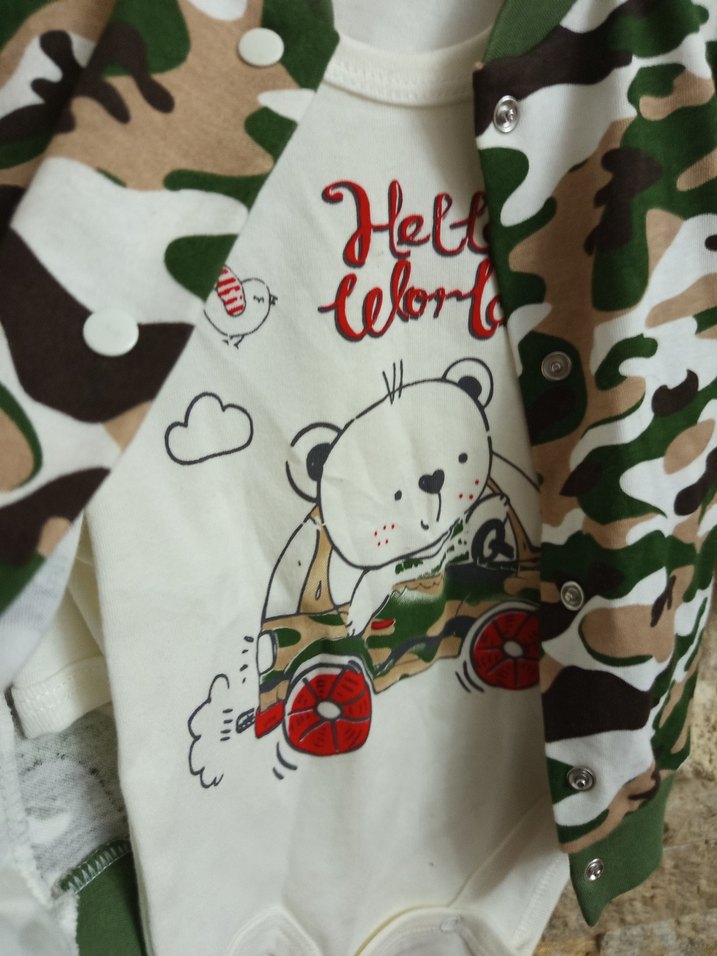 Kamuflaj Desenli Uzun Kollu Bebek Body - Görsel 5