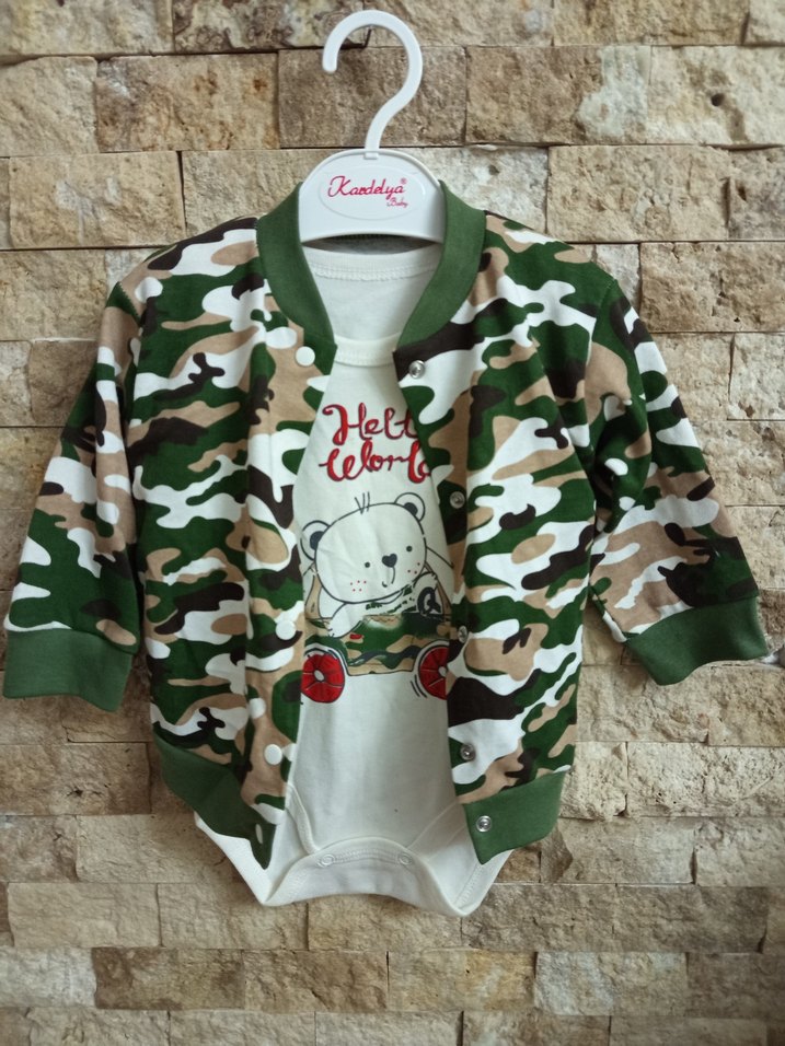 Kamuflaj Desenli Uzun Kollu Bebek Body - Görsel 4