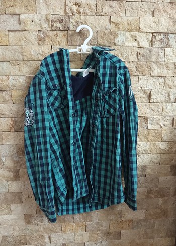 Erkek Çocuk Turkuaz Ekose Uzun Kollu Gömlek - Görsel 2