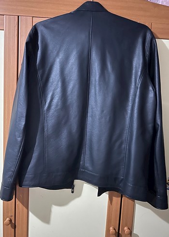 Siyah Erkek Deri Biker Ceket - Görsel 4