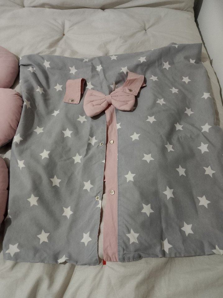 Gri Yıldız Desenli Bebek puset mınderi örtüsü - Görsel 4