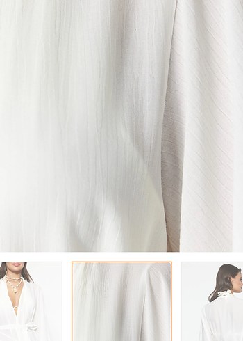 Beyaz Mini Bohem Kadın Sabahlık - Görsel 4