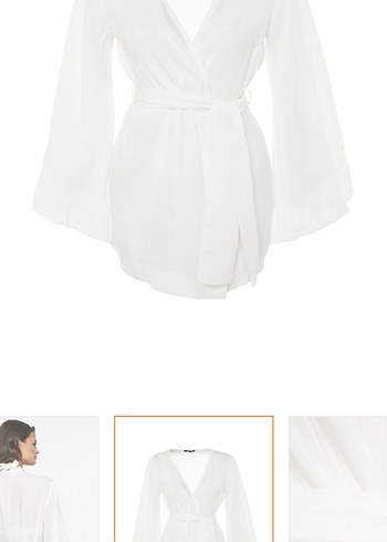 Beyaz Mini Bohem Kadın Sabahlık - Görsel 6