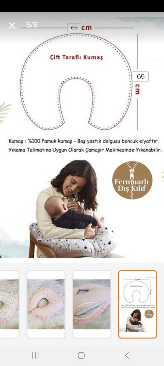 Pembe Desenli Emzirme ve Hamile Yastığı - Görsel 3