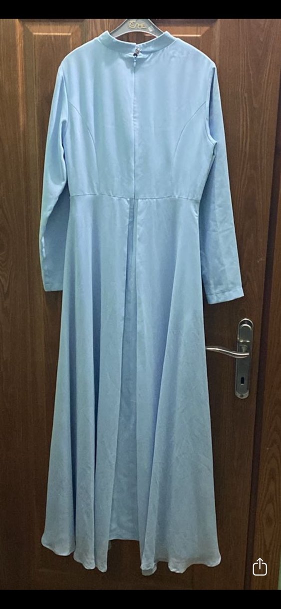 Nakış Detaylı Mavi Uzun Abiye Elbise - Görsel 4