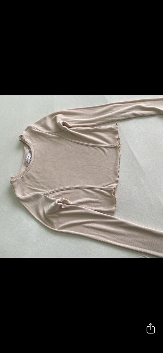 Bej crop koton - Görsel 2