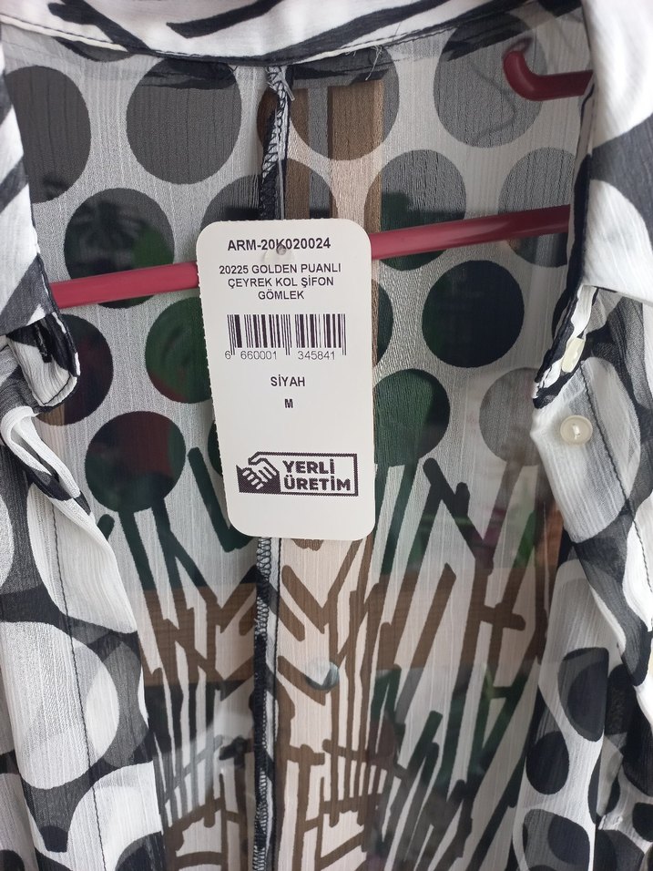 Bohem Gri Desenli Düğmeli Kadın Gömlek - Görsel 3