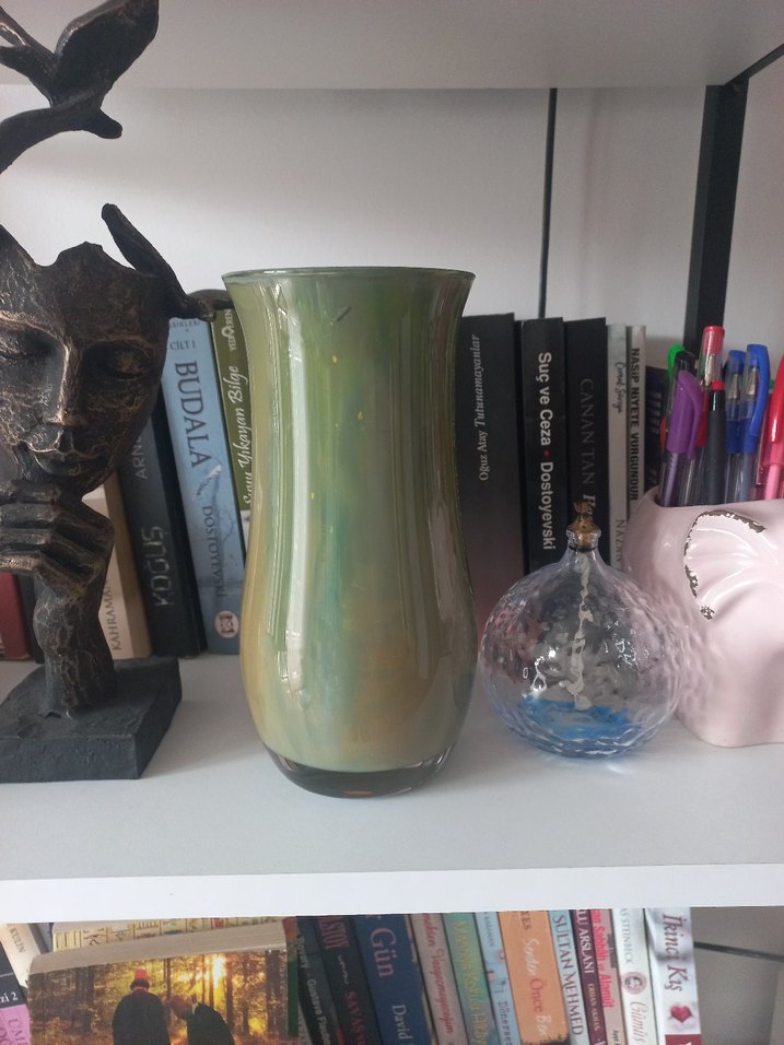 Pastel Bej Renkli El Boyama Vazo - Görsel 3