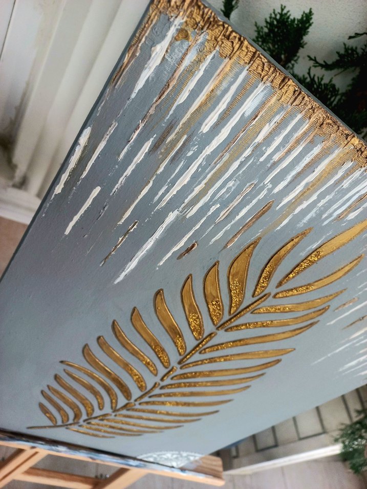 Parlak Altın Yaprak Temalı Tablo - Görsel 3