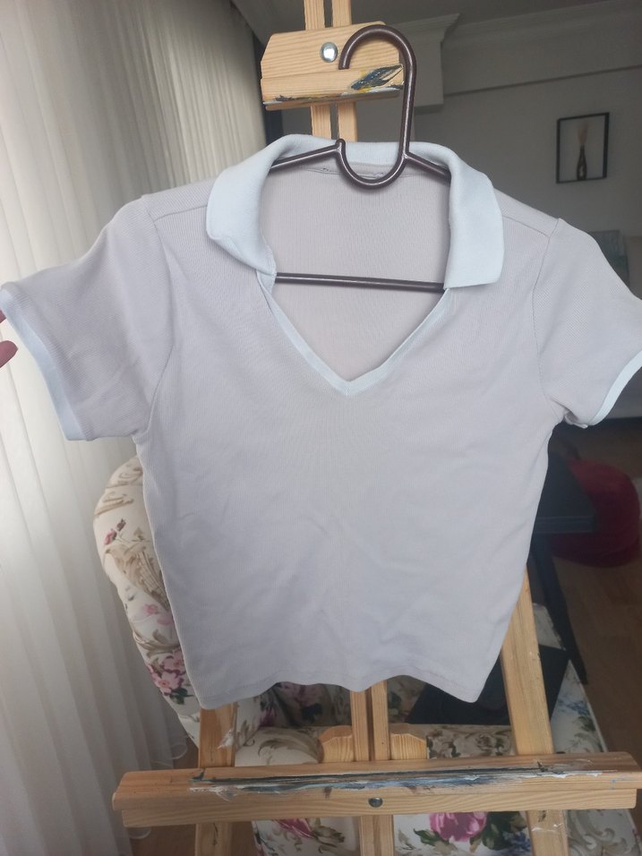 Pamuklu Kısa Kollu Kadın crop Tişört - Görsel 2