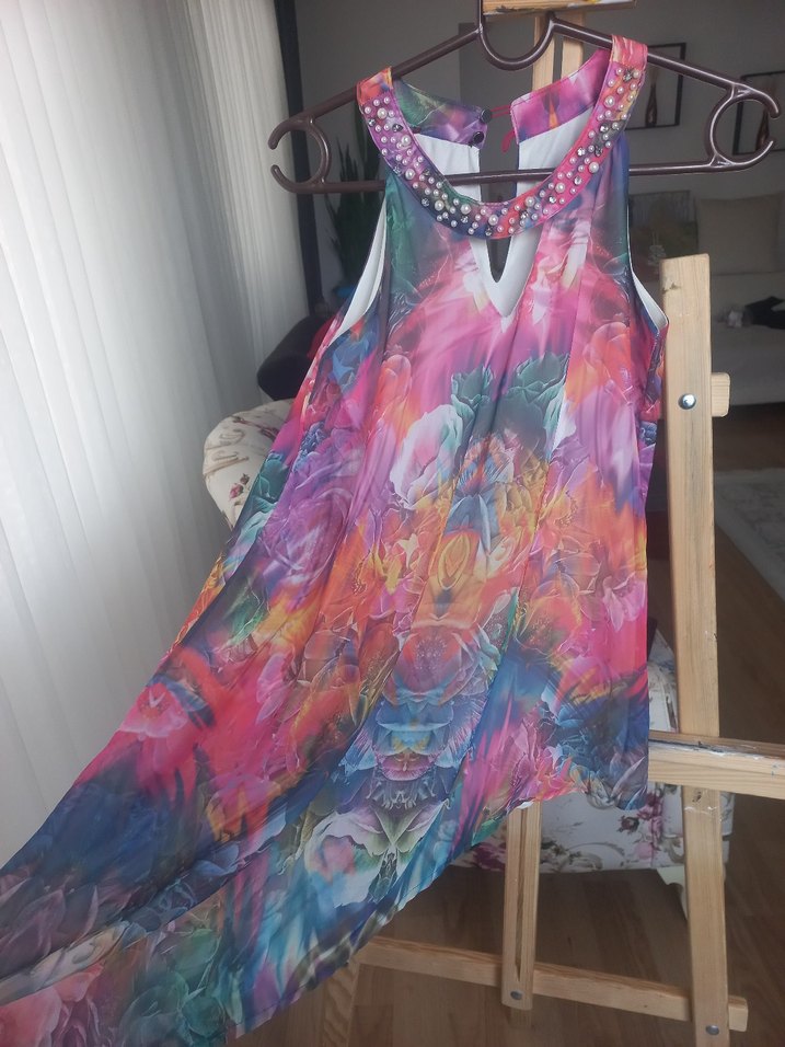 Renkli Bağlama Desenli Mini Tunik - Görsel 2