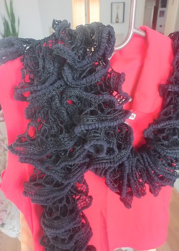 Kadın Siyah Fırfırlı Örgü boyun aksesuari - Görsel 4