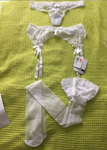 Dantel Detaylı Beyaz Gelin Aksesuar Seti - Görsel 2