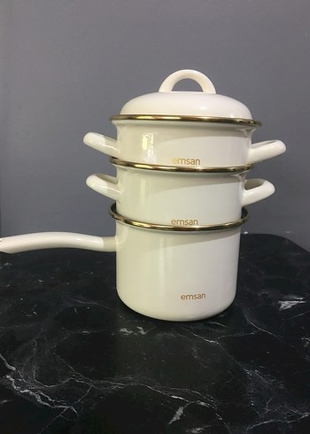 Emsan tosca 3 lü midi tencere seti ekru - Görsel 7