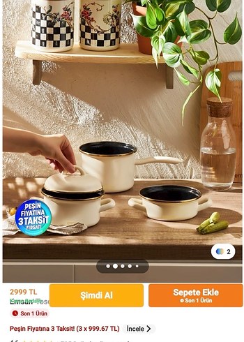 Emsan tosca 3 lü midi tencere seti ekru - Görsel 6