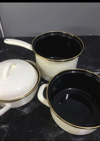 Emsan tosca 3 lü midi tencere seti ekru - Görsel 3