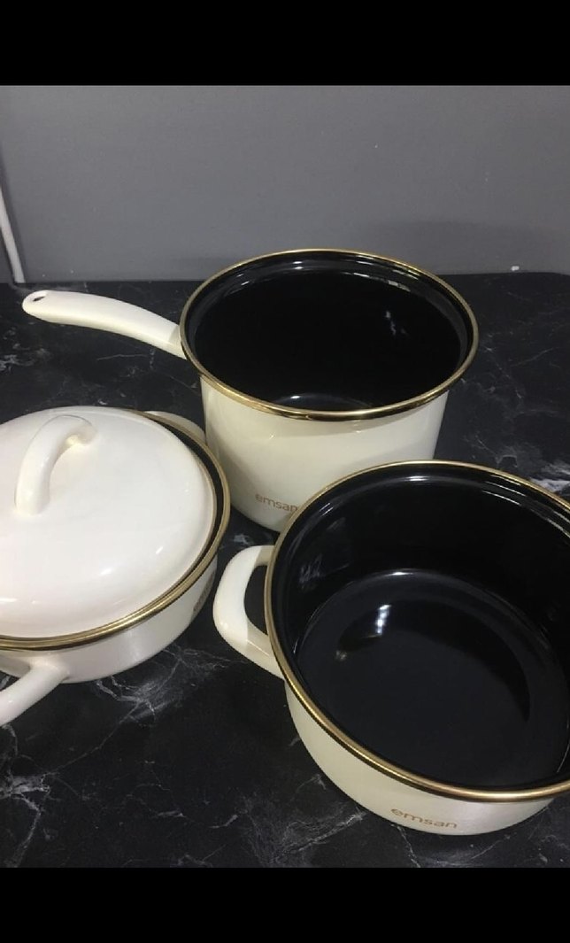 Emsan tosca 3 lü midi tencere seti ekru - Görsel 3