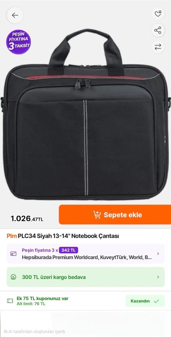 PLM suncase 13"-15.6" Siyah Notebook çantası - Görsel 2