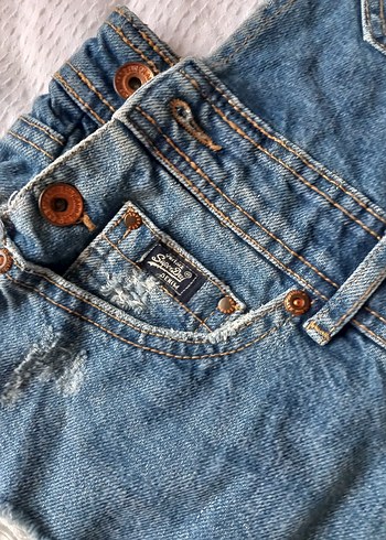 Kadın Mavi Denim Askılı Şort Tulum - Görsel 2