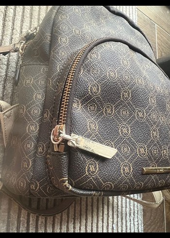 Kahverengi Baskılı Deri Kadın Sırt Çantası - Görsel 4